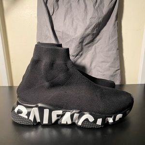 Balenciaga Graffiti Speed Trainer Black Sock Sneakers Eur49 uk5 us6